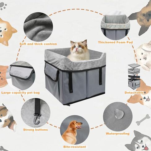 Eunice Small Dog Car Seat, Washable Detachable and Portable Dog Booster Car Seat with Clip-on Safety Leash, Puppy Car Seats with Storable Bottom Layer - Up to 25 lbs in Saudi Arabia