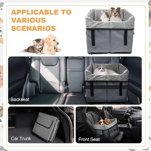 Eunice Small Dog Car Seat, Washable Detachable and Portable Dog Booster Car Seat with Clip-on Safety Leash, Puppy Car Seats with Storable Bottom Layer - Up to 25 lbs in Saudi Arabia