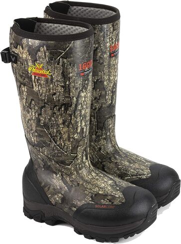 حذاء Thorogood Infinity FD مقاس 17 بوصة للصيد معزول مقاوم للماء للرجال - Realtree Timber Camo Neoprene مع 1600 جرام ثينسوليت ونعل خارجي للجر ذاتي التنظيف، Camo - 11 M US in Kuwait