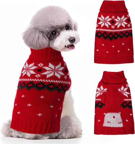choyaxo Dog Christmas Sweater for Small Pet Dogs Cat Breathable Knitted Warm Cat Outfit for Christmas Warm Apparel for Winter (Red, Small) in Saudi Arabia