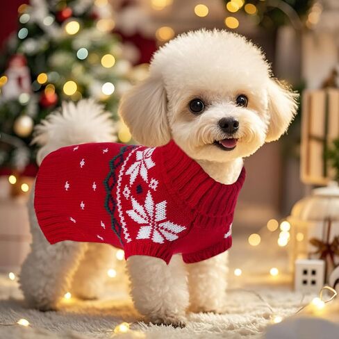 choyaxo Dog Christmas Sweater for Small Pet Dogs Cat Breathable Knitted Warm Cat Outfit for Christmas Warm Apparel for Winter (Red, Small) in Saudi Arabia