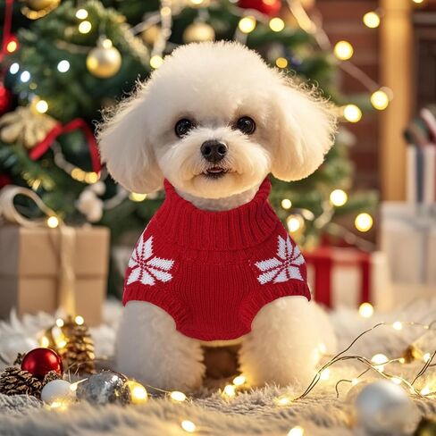 choyaxo Dog Christmas Sweater for Small Pet Dogs Cat Breathable Knitted Warm Cat Outfit for Christmas Warm Apparel for Winter (Red, Small) in Saudi Arabia