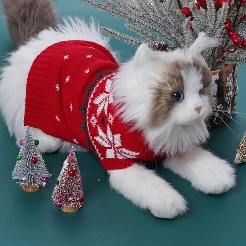 choyaxo Dog Christmas Sweater for Small Pet Dogs Cat Breathable Knitted Warm Cat Outfit for Christmas Warm Apparel for Winter (Red, Small) in Saudi Arabia