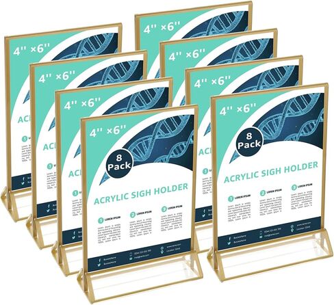 10 Pack Acrylic Sign Holder 5x7 Gold Frames Sign Holders 5x7 Vertical Plastic Picture Frame Stand for Wedding Tables Menu Holder Photo Display in Saudi Arabia