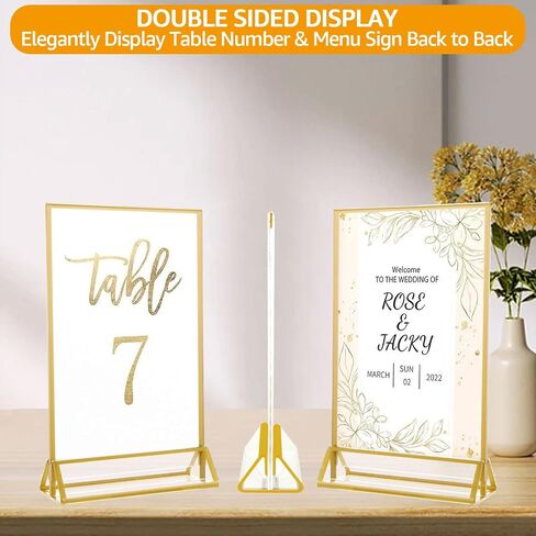 10 Pack Acrylic Sign Holder 5x7 Gold Frames Sign Holders 5x7 Vertical Plastic Picture Frame Stand for Wedding Tables Menu Holder Photo Display in Saudi Arabia