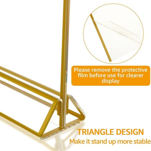 10 Pack Acrylic Sign Holder 5x7 Gold Frames Sign Holders 5x7 Vertical Plastic Picture Frame Stand for Wedding Tables Menu Holder Photo Display in Saudi Arabia