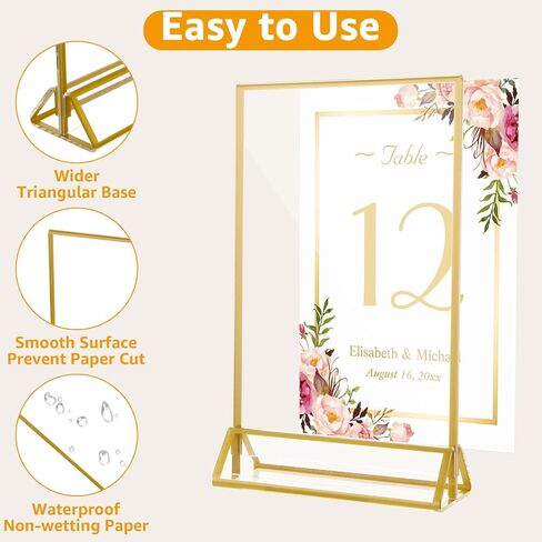 10 Pack Acrylic Sign Holder 5x7 Gold Frames Sign Holders 5x7 Vertical Plastic Picture Frame Stand for Wedding Tables Menu Holder Photo Display in Saudi Arabia