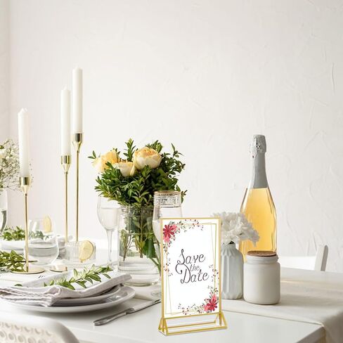 10 Pack Acrylic Sign Holder 5x7 Gold Frames Sign Holders 5x7 Vertical Plastic Picture Frame Stand for Wedding Tables Menu Holder Photo Display in Saudi Arabia