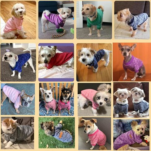 2 Pack Dog Sweaters for Small Dogs - Warm Winter Puppy Sweaters Cute Soft Dog Clothes Outfit Pet Costume for Boy Girl Doggie, Cat, Bulldog Pug Yorkie Kitten Chihuahua (Navy Blue, Grey, Large) in Saudi Arabia