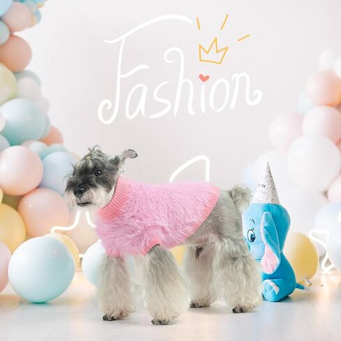 SCENEREAL Faux Fur Dog Sweaters for Small Medium Dogs, Super Soft Fall Fleece Dog Clothes Sweatshirt for Cold Weather, Turtleneck Plush Knitted Warm Winter Cold Weather Coat for Girls Boys in Kuwait