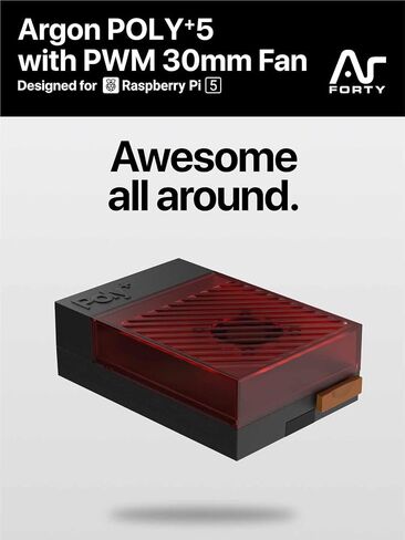 Argon Poly+5 Raspberry Pi 5 Starter Kit | Raspberry Pi 5 Kit/Pi 5 Board/Raspberry Pi 5 Case / 27W Raspberry Pi 5 Power Supply/Pi 5 Active Cooler / 64GB SD Card / 2 Micro HDMI Cable (Black, 8GB) in Saudi Arabia
