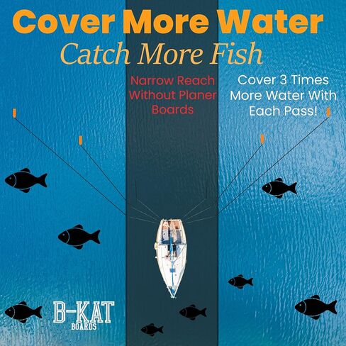 Multi-Species Planer Boards, for Walleye Striper Trout Catfish Skipjack, for Trolling, Dragging, Set of 2 Boards, Made in The USA in Saudi Arabia
