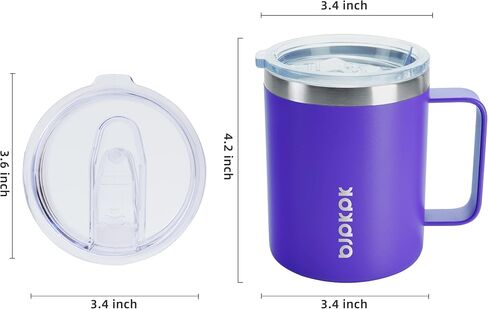 BJPKPK 2 pcs Insulated Coffee Mug, 14oz Insulated Coffee Mug with Lid,Stainless Steel Insulated Coffee Mug with Splash Proof Lid-Black in Saudi Arabia
