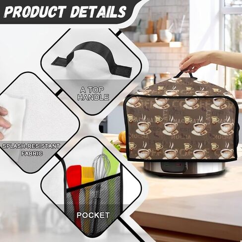 Coffee Slow Cooker Cover Slow Cooker Cover with Mesh Pocket and Top Handle Small Appliance Cover Home Decor Kitchen Accessories in Saudi Arabia