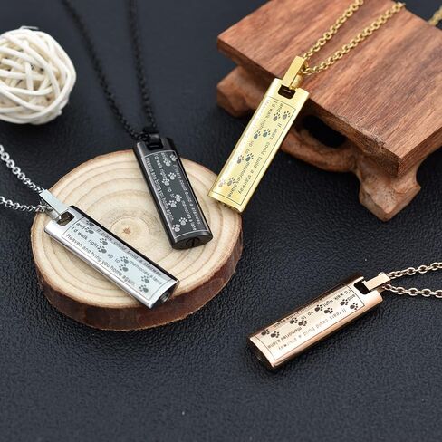 Pet Cremation Jewelry Urn Necklace for Ashes, Stainless Steel Rectangle Pet Paw Print Memorial Pendant for Dog Cat Ashes Keepsake Locket for Men Women in Saudi Arabia