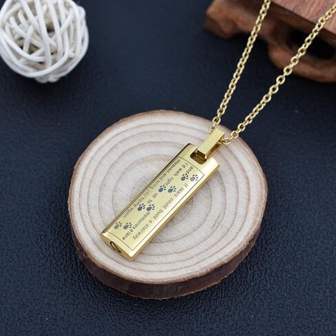 Pet Cremation Jewelry Urn Necklace for Ashes, Stainless Steel Rectangle Pet Paw Print Memorial Pendant for Dog Cat Ashes Keepsake Locket for Men Women in Saudi Arabia
