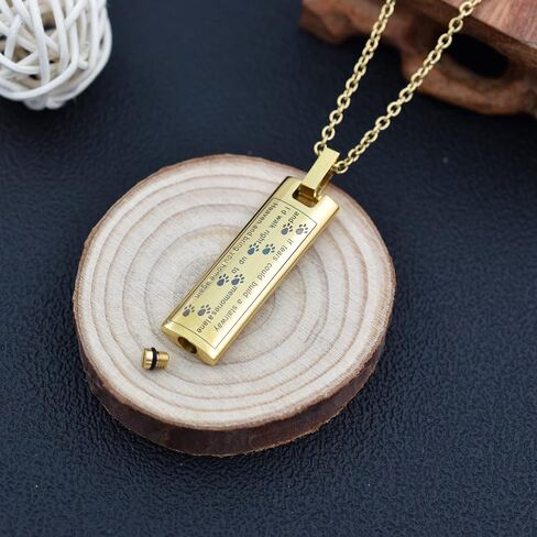 Pet Cremation Jewelry Urn Necklace for Ashes, Stainless Steel Rectangle Pet Paw Print Memorial Pendant for Dog Cat Ashes Keepsake Locket for Men Women in Saudi Arabia