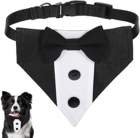 Dog Tuxedo Dog Suit Dog Wedding Bandana Collar with Bow Tie, Adjustable Dog Prince Wedding Bow Tie Shirt Formal Dog, Engagement Birthday Tuxedo for Small Medium Large Dogs Pets(M) in Saudi Arabia