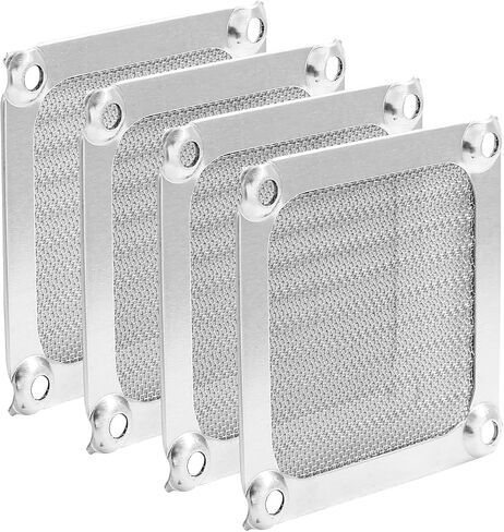 4Pcs Computer Fan Filter Grills, 120mm, Black | Aluminum Frame Mesh, Dustproof Cover, Includes Screws, For PC Case in Kuwait