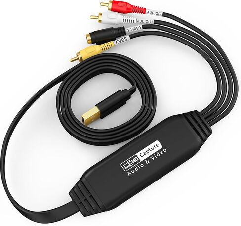 USB Video Capture Card, Audio Video Converter Grabber for RCA to USB-Convert VHS Mini DV VCR Hi8 DVD Equipment to Digital Converter for PC TV Tape Player Camcorder in Saudi Arabia