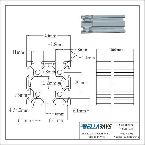 BELLA BAYS 4pcs 23.62 inch 600mm 4040 T Slot Aluminum Extrusion Profile European Standard Anodized Silver Extruded Linear Rail Guide Frame for 3D Printer Laser Engraving Machine CNC Workbench DIY in Saudi Arabia