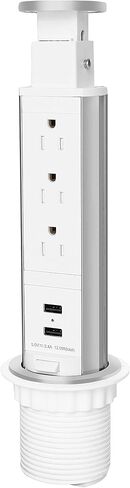 Pop up Outlet for Countertop, 3 AC Outlets & 2 USB-A, 3-1/4 Inch Silver in Kuwait