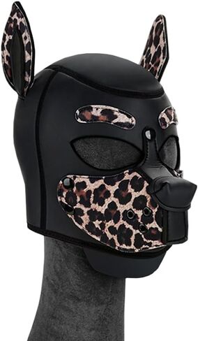 Neoprene Dog Full Face Puppy Mask Removable Pup Hood Halloween Mask (Brown) in Saudi Arabia