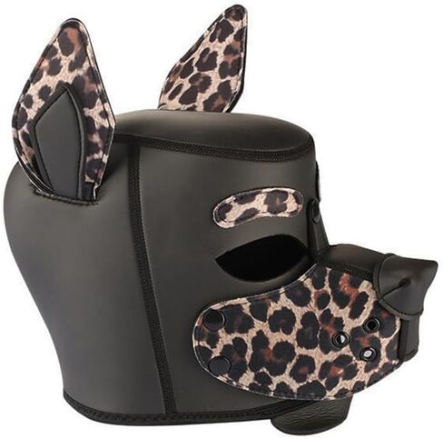Neoprene Dog Full Face Puppy Mask Removable Pup Hood Halloween Mask (Brown) in Saudi Arabia