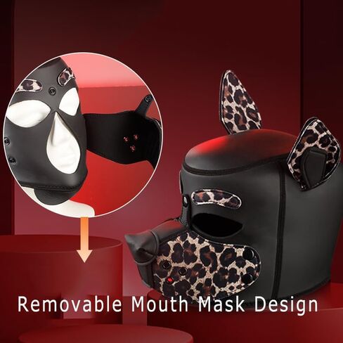 Neoprene Dog Full Face Puppy Mask Removable Pup Hood Halloween Mask (Brown) in Saudi Arabia