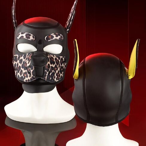 Neoprene Dog Full Face Puppy Mask Removable Pup Hood Halloween Mask (Brown) in Saudi Arabia