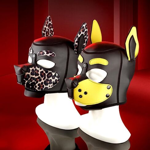 Neoprene Dog Full Face Puppy Mask Removable Pup Hood Halloween Mask (Brown) in Saudi Arabia