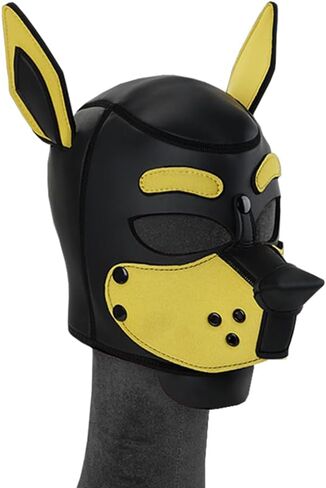Neoprene Dog Full Face Puppy Mask Removable Pup Hood Halloween Mask (Brown) in Saudi Arabia