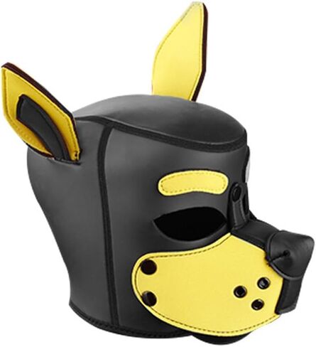 Neoprene Dog Full Face Puppy Mask Removable Pup Hood Halloween Mask (Brown) in Saudi Arabia