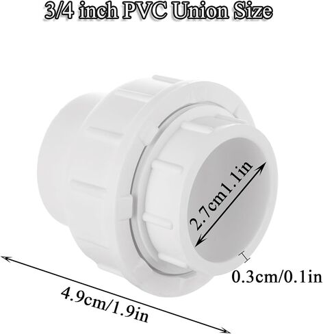 4 قطعة PVC Union 2 بوصة PVC Union اقتران الأنابيب المناسب محول PVC Slip Union، EPDM O-Ring، المقبس إلى المقبس، أبيض in Saudi Arabia
