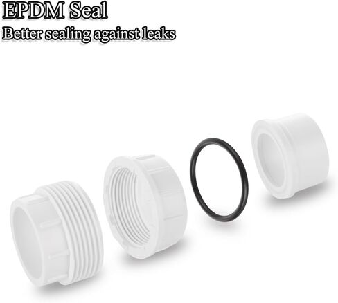 4 قطعة PVC Union 2 بوصة PVC Union اقتران الأنابيب المناسب محول PVC Slip Union، EPDM O-Ring، المقبس إلى المقبس، أبيض in Saudi Arabia
