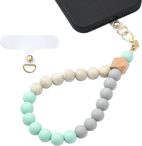 BEEFLYING Silicone Beaded Phone Wrist Strap, Cellphone Lanyard with Tether Tab, Elastic Hands-Free Wristlet Bracelet for Women, Mixed Colors 7 in Saudi Arabia