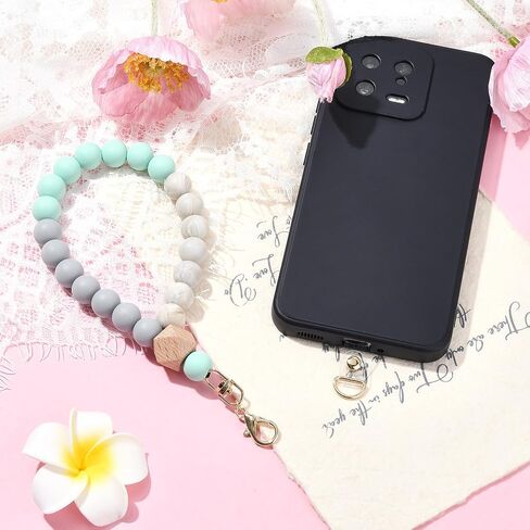 BEEFLYING Silicone Beaded Phone Wrist Strap, Cellphone Lanyard with Tether Tab, Elastic Hands-Free Wristlet Bracelet for Women, Mixed Colors 7 in Saudi Arabia