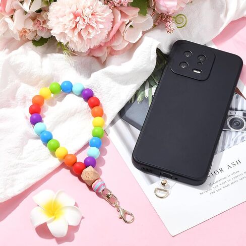 BEEFLYING Silicone Beaded Phone Wrist Strap, Cellphone Lanyard with Tether Tab, Elastic Hands-Free Wristlet Bracelet for Women, Mixed Colors 7 in Saudi Arabia