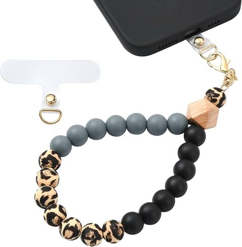 BEEFLYING Silicone Beaded Phone Wrist Strap, Cellphone Lanyard with Tether Tab, Elastic Hands-Free Wristlet Bracelet for Women, Mixed Colors 7 in Saudi Arabia