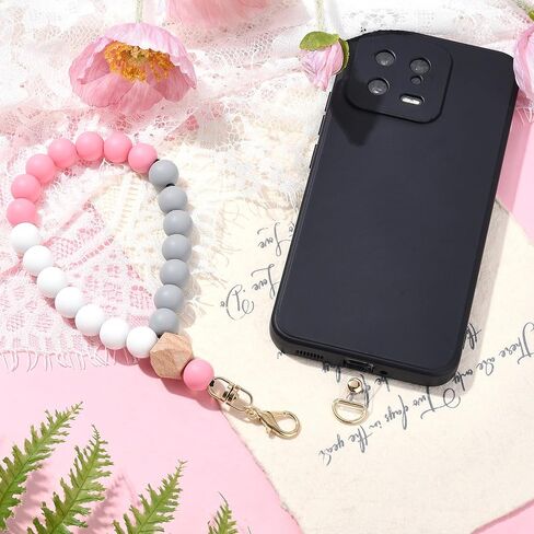 BEEFLYING Silicone Beaded Phone Wrist Strap, Cellphone Lanyard with Tether Tab, Elastic Hands-Free Wristlet Bracelet for Women, Mixed Colors 7 in Kuwait