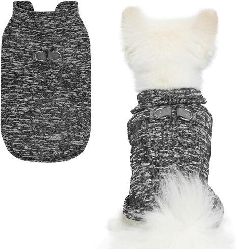 BINGPET Dog Sweater,Pullover Dog Fleece Vest for Small Medium Large Dogs Puppy,Stretchy Dog Coat Jacket with Double D-Rings for Leash,Soft Warm Dog Clothes for Cold Weather Winter and Fall(Grey,L) in Kuwait