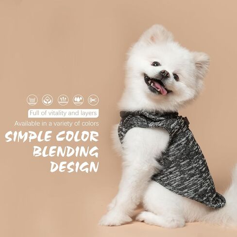 BINGPET Dog Sweater,Pullover Dog Fleece Vest for Small Medium Large Dogs Puppy,Stretchy Dog Coat Jacket with Double D-Rings for Leash,Soft Warm Dog Clothes for Cold Weather Winter and Fall(Grey,L) in Kuwait