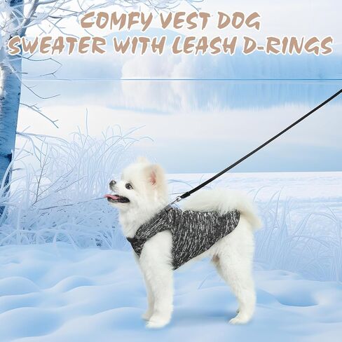 BINGPET Dog Sweater,Pullover Dog Fleece Vest for Small Medium Large Dogs Puppy,Stretchy Dog Coat Jacket with Double D-Rings for Leash,Soft Warm Dog Clothes for Cold Weather Winter and Fall(Grey,L) in Kuwait