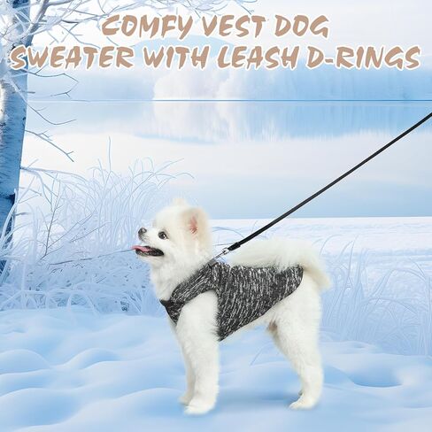 BINGPET Dog Sweater,Pullover Dog Fleece Vest for Small Medium Large Dogs Puppy,Stretchy Dog Coat Jacket with Double D-Rings for Leash,Soft Warm Dog Clothes for Cold Weather Winter and Fall(Grey,L) in Kuwait