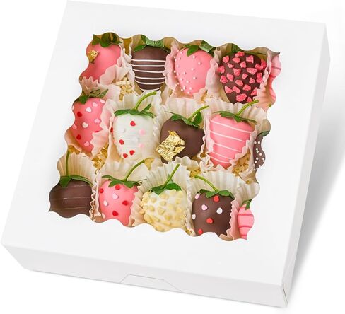Kucoele 20 PCS Pie Boxes, 10 x 10 x 2.5 Inches Bakery Boxes with Window Cookie Boxes Auto-Popup Treat Boxes for Chocolate Covered Strawberries, Macaroons, Pastries, Donuts, Muffins, Tarts, Cake Pops in Saudi Arabia