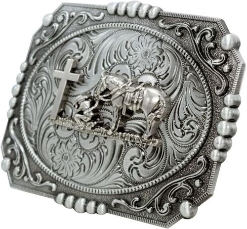 Belt Buckle With Cowboy Western Horse & Bull Animal Symbol Acanthus Patterns Clothing Accessories in Kuwait