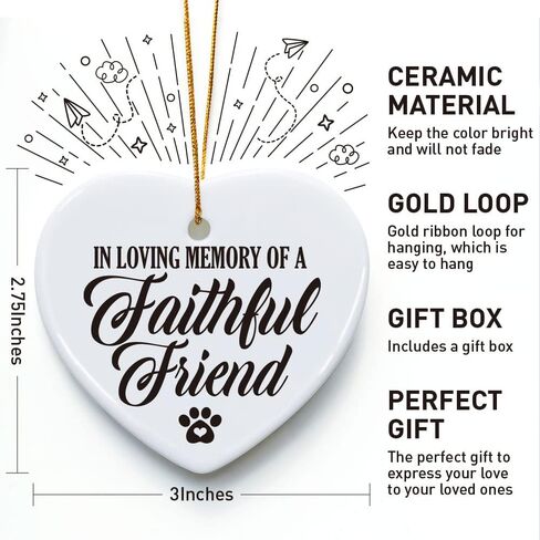 Memorial Ornament Gift for Loss of Pet, Loved Beyond Words Missed Beyond Measure, Sympathy Bereavement Keepsake Gifts for Loss of Dog Cat, Rememberance Gift for Loss of Dog Cat, Dog Owner, Cat Owner in Saudi Arabia