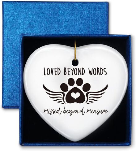 Memorial Ornament Gift for Loss of Pet, Loved Beyond Words Missed Beyond Measure, Sympathy Bereavement Keepsake Gifts for Loss of Dog Cat, Rememberance Gift for Loss of Dog Cat, Dog Owner, Cat Owner in Saudi Arabia