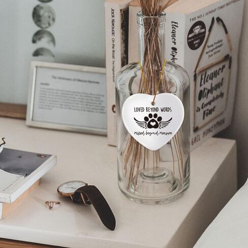 Memorial Ornament Gift for Loss of Pet, Loved Beyond Words Missed Beyond Measure, Sympathy Bereavement Keepsake Gifts for Loss of Dog Cat, Rememberance Gift for Loss of Dog Cat, Dog Owner, Cat Owner in Saudi Arabia