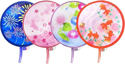 12 Pcs Round Japanese Foldable Fan Japanese Hand Fan Foldable Summer Round Folding Hand Fan 12 Japanese Style Foldable Fan for Party Festival Outdoor Wedding in Saudi Arabia